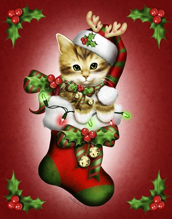 Framed Reindeer Stocking Print