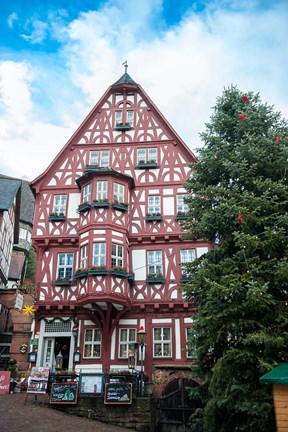 Framed Half-Timber Hotel during Christmas Print