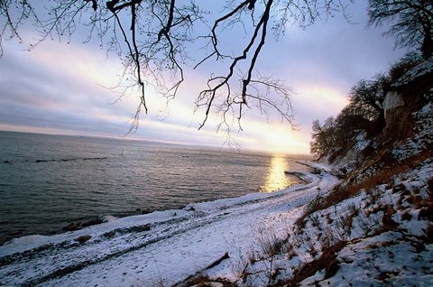 Framed Snowy Coastline, Jasmund National Park Print