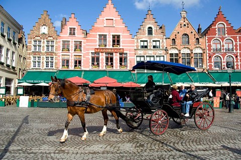 Framed Medieval Market Square, Belgium Print