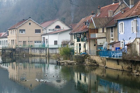 Framed Doubs River Valley, Canal Town, France Print