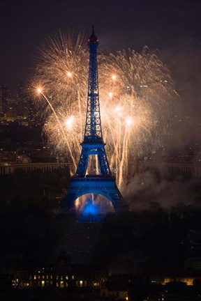 Framed Fireworks at the Eiffel Tower Print