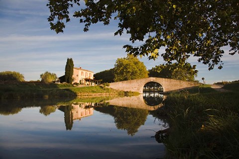 Framed Bridge over Canal du Midi Print