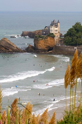 Framed Surfers on the Bay of Biscay, France Print