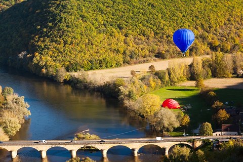 Framed Hot Air Balloon, Chateau de Castelnaud Print
