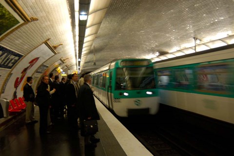 Framed Commuters Inside Metro Station, Paris, France Print