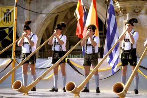 Framed Men Playing Alphorn, Munich, Germany Print