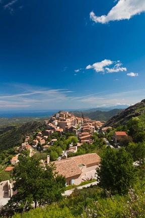 Framed La Balagne, Speloncato Town View Print