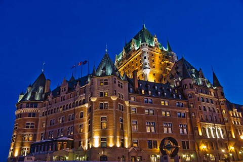 Framed Chateau Frontenac Hotel at Night Print
