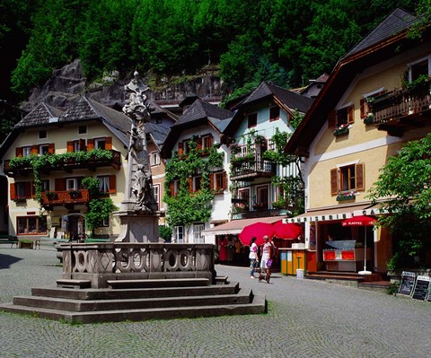 Framed Village of Hallstatt, Salzkammergut, Austria Print