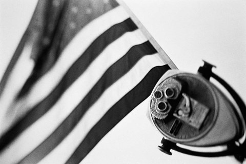 Framed Black and White American Flag Print