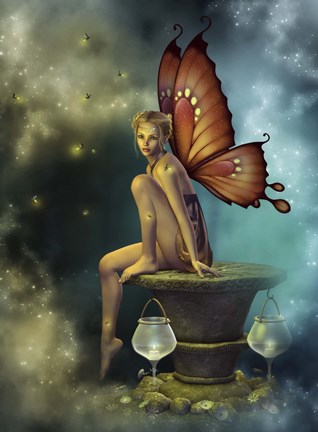 Framed Fairy Glowflies Print