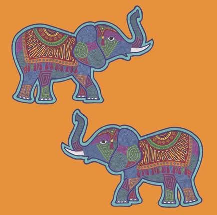 Framed 2 Elephants Print