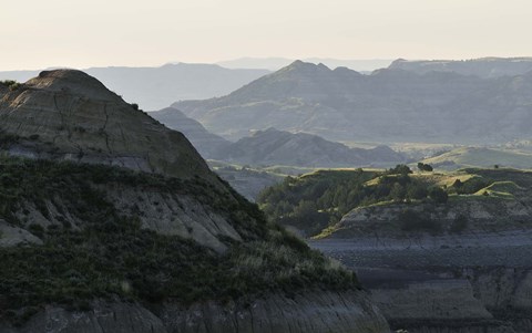 Framed Misty Mountains And Greenery Print