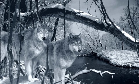 Framed At River's Edge Silvertone Print