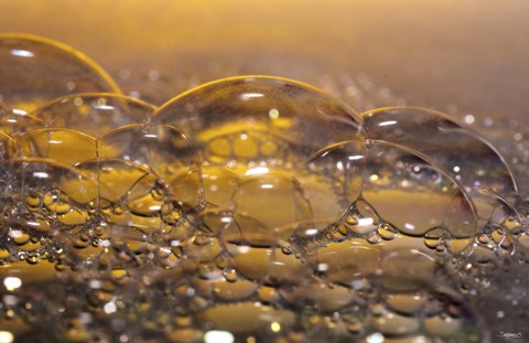 Framed Water Bubbles Reflecting Yellow Print