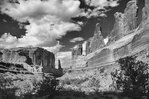 Framed Valley of Rock Under Clouded Sky Print