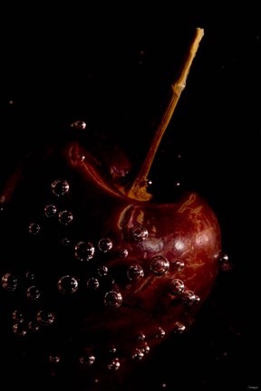 Framed Cherry Covered In Water Drops IV Print