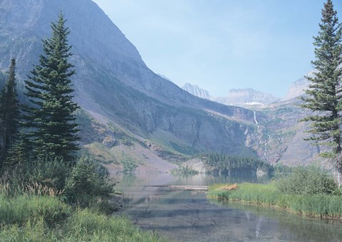 Framed Misty Mountains And Shadow River Print
