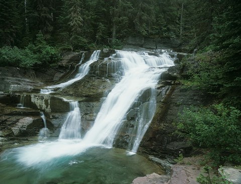 Framed Glacier National Park Waterfall 7 Print
