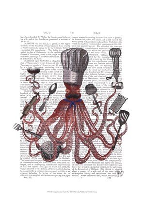 Framed Octopus Fabulous French Chef Print