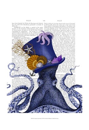 Framed Octopus Nautical Hat Print