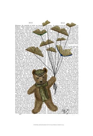 Framed Bear with Book Butterflies Print