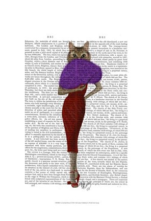 Framed Cat In Red Dress Print