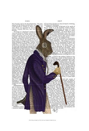 Framed Hare In Purple Coat Print