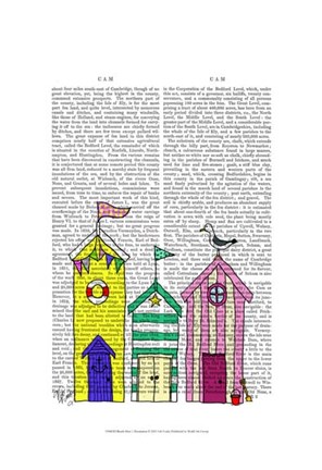 Framed Beach Huts 1 Illustration Print