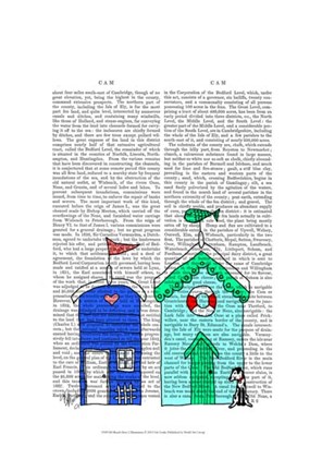 Framed Beach Huts 2 Illustration Print