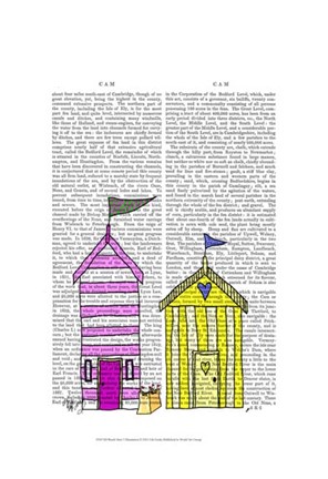 Framed Beach Huts 3 Illustration Print