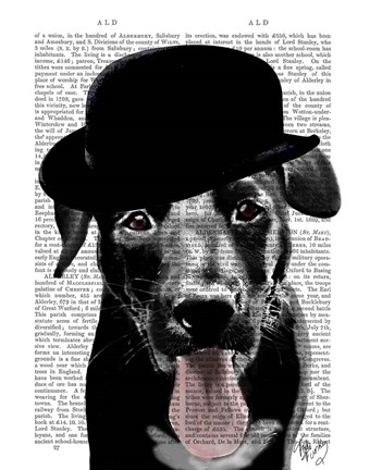 Framed Black Labrador in Bowler Hat Print