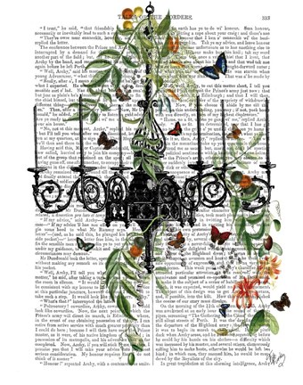 Framed Chandelier With Vines and Butterflies Print
