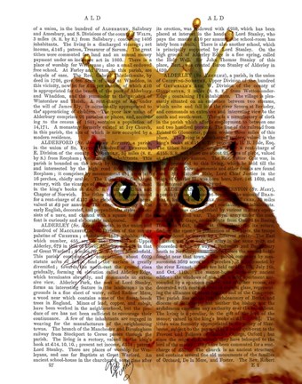 Framed Ginger Cat with Crown Portrai Print