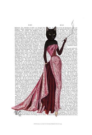 Framed Glamour Cat in Pink Print