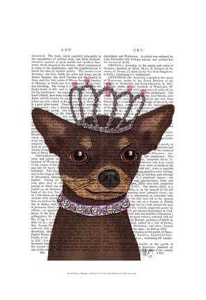 Framed Brown Chihuahua And Tiara Print