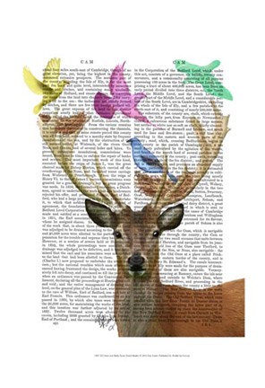 Framed Deer and Birds Nests Pastel Shades Print