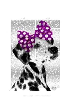 Framed Dalmatian with Purple Bow on Head Print