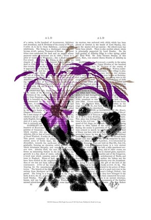 Framed Dalmatian With Purple Fascinator Print