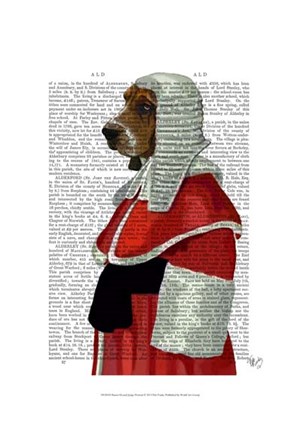 Framed Basset Hound Judge Portrait I Print