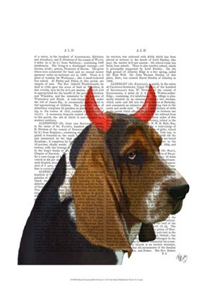 Framed Basset Hound and Devil Horns Print