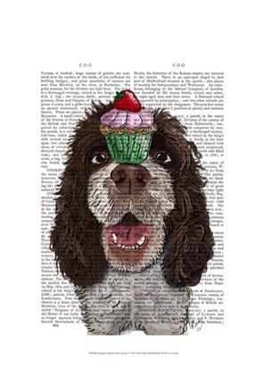 Framed Springer Spaniel with Cupcake Print