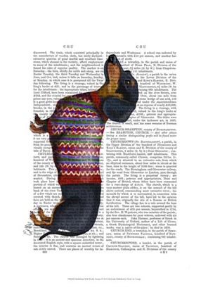 Framed Dachshund With Woolly Sweater Print