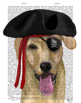 Framed Yellow Labrador Pirate Print