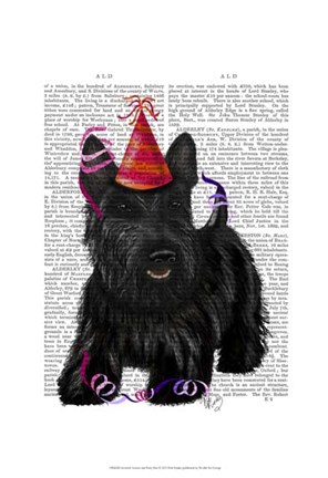 Framed Scottish Terrier and Party Hat Print