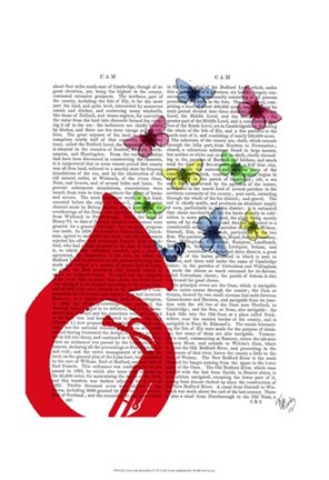 Framed Tuba with Butterflies Print