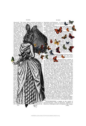 Framed Rabbit and Butterfly Parasol Print