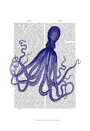 Framed Blue Octopus 4 Print