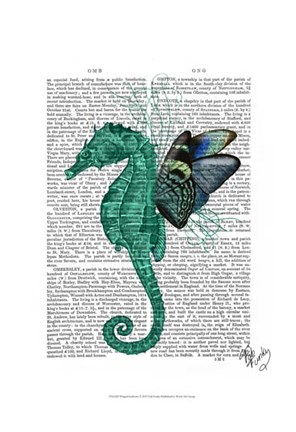 Framed Winged Seahorse Print